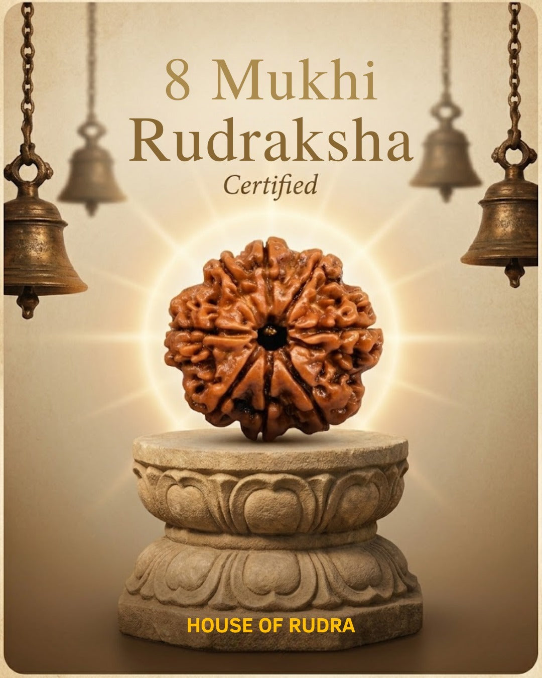 8 Mukhi Nepali Rudraksha | Lab-Certified Genuine Natural Eight Mukhi Nepal Rudraksha | Sacred Bead for Wisdom, Success, Protection & Spiritual Growth