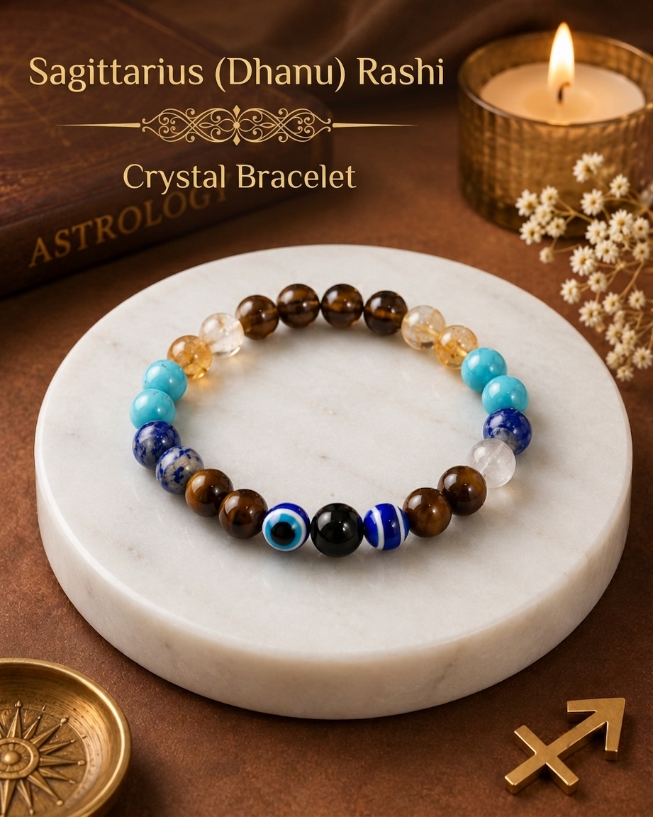 Dhanu (Sagittarius) Rashi Bracelet | Lab-Certified Genuine Natural Gemstone Bracelet for Sagittarius Zodiac | Spiritual Bracelet for Balance, Harmony, Confidence & Prosperity