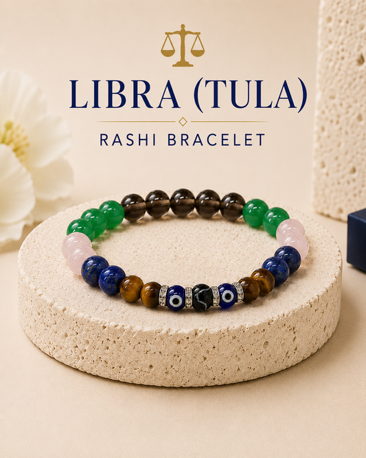 Libra (Tula) Rashi Bracelet | Lab-Certified Genuine Natural Gemstone Bracelet for Libra Zodiac | Spiritual Bracelet for Balance, Harmony, Confidence & Prosperity