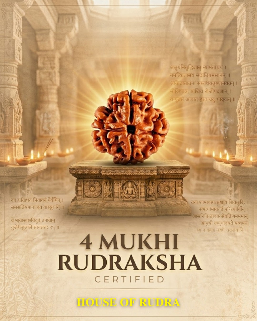 4 Mukhi Nepali Rudraksha | Lab-Certified Genuine Natural Four Mukhi Nepal Rudraksha | Sacred Bead for Wisdom, Knowledge, Confidence & Spiritual Growth
