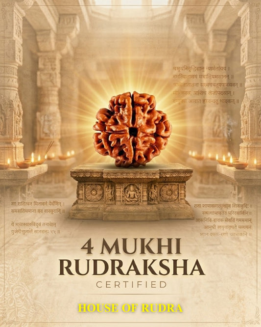 4 Mukhi Nepali Rudraksha | Lab-Certified Genuine Natural Four Mukhi Nepal Rudraksha | Sacred Bead for Wisdom, Knowledge, Confidence & Spiritual Growth