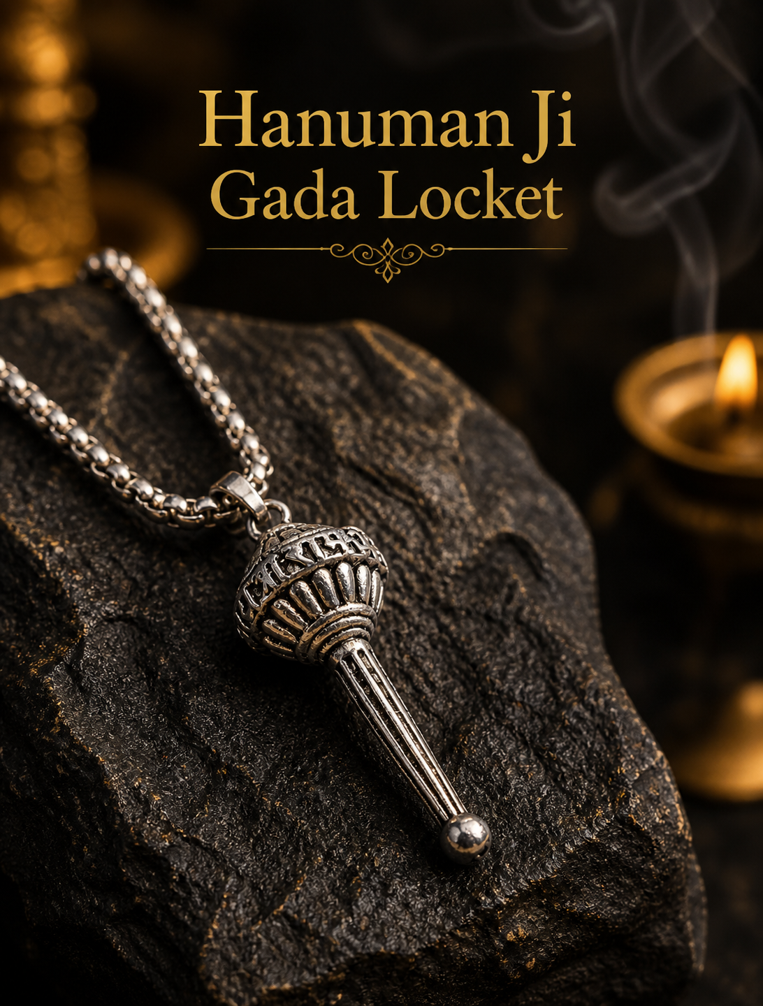 Divine Hanuman Gada Locket – Strength, Protection & Unshakable Faith Pendant🕉️🔱