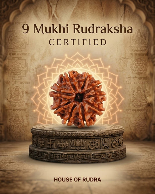 9 Mukhi Nepali Rudraksha | Lab-Certified Genuine Natural Nine Mukhi Nepal Rudraksha | Sacred Bead for Courage, Divine Protection, Strength & Spiritual Growth