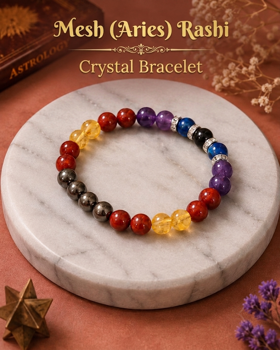 Mesh (Aries) Rashi Bracelet | Lab-Certified Genuine Natural Gemstone Bracelet for Aries Zodiac | Spiritual Bracelet for Balance, Harmony, Confidence & Prosperity
