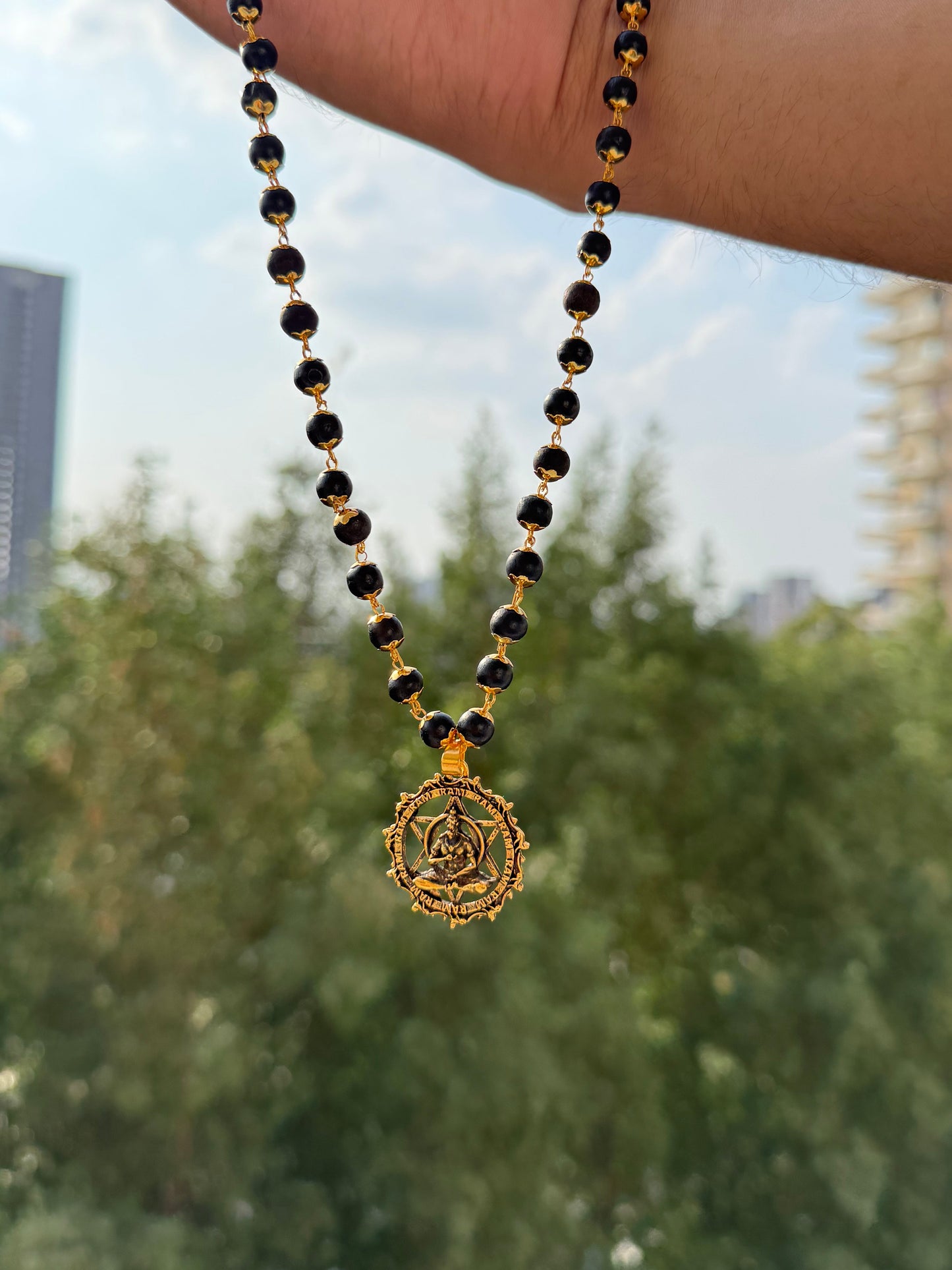 Gold Plated Karungali Mala With Hanuman Pendant & Govt Lab Certification🕉️🔱