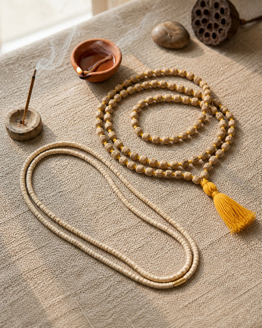 Tulsi Kanthi & Jaap Mala Combo – Sacred Protection Necklace & 108 Bead Meditation Mala for Divine Energy & Inner Peace