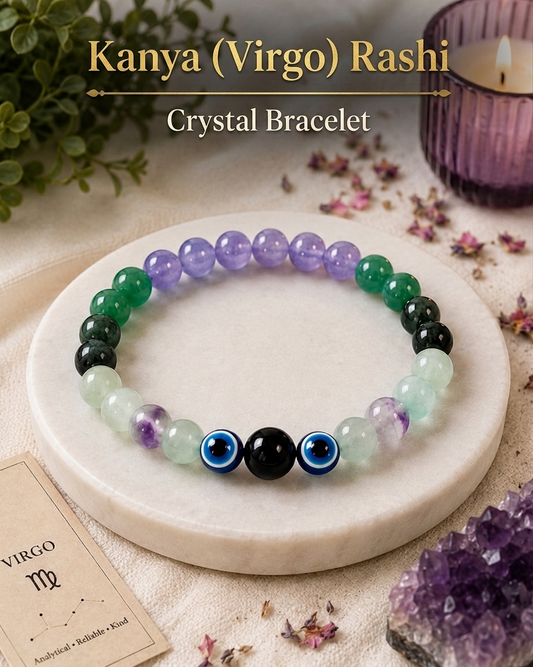 Kanya (Virgo) Rashi Bracelet | Lab-Certified Genuine Natural Gemstone Bracelet for Virgo Zodiac | Spiritual Bracelet for Balance, Harmony, Confidence & Prosperity