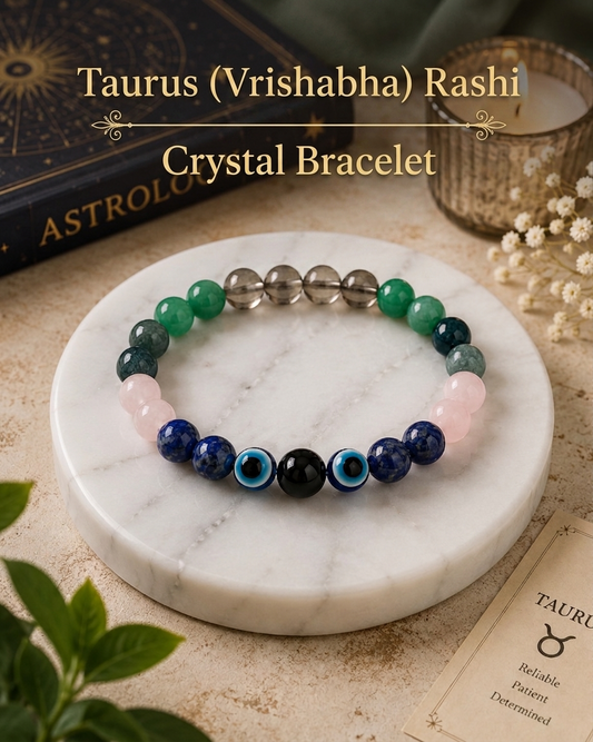 Vrishabh (Taurus)  Rashi Bracelet | Lab-Certified Genuine Natural Gemstone Bracelet for Taurus Zodiac | Spiritual Bracelet for Balance, Harmony, Confidence & Prosperity