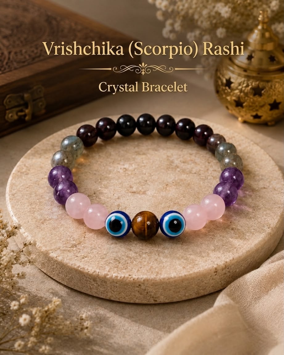 Vrishchik (Scorpio) Rashi Bracelet | Lab-Certified Genuine Natural Gemstone Bracelet for Scorpio Zodiac | Spiritual Bracelet for Balance, Harmony, Confidence & Prosperity