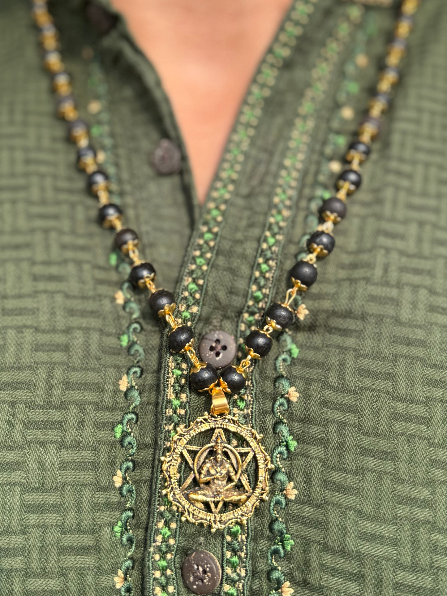 Gold Plated Karungali Mala With Hanuman Pendant & Govt Lab Certification🕉️🔱