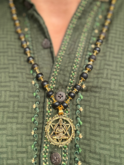 Gold Plated Karungali Mala With Hanuman Pendant & Govt Lab Certification🕉️🔱