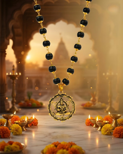 Gold Plated Karungali Mala With Hanuman Pendant & Govt Lab Certification🕉️🔱