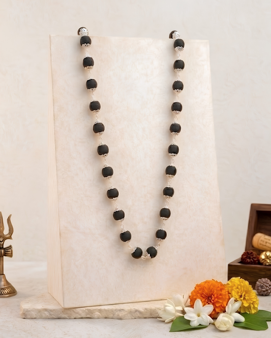 Silver Karungali Mala – Divine Protection With Govt. Lab Certification & Free Karungali Bracelet