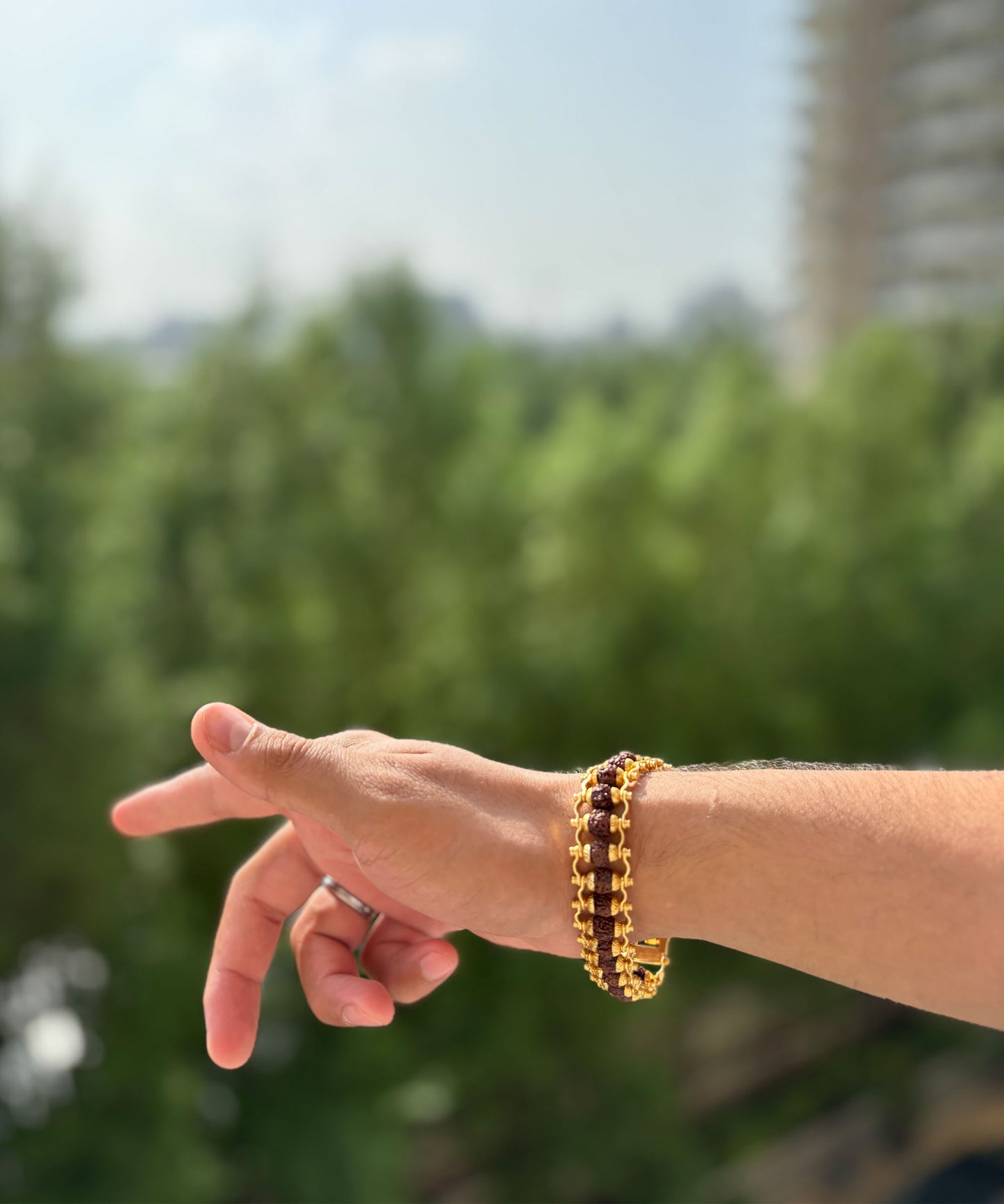 Gold Plated Rudraksh Bracelet – Divine Power & Elegance