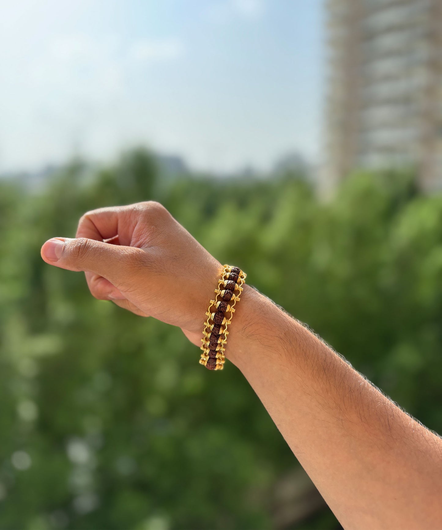 Gold Plated Rudraksh Bracelet – Divine Power & Elegance