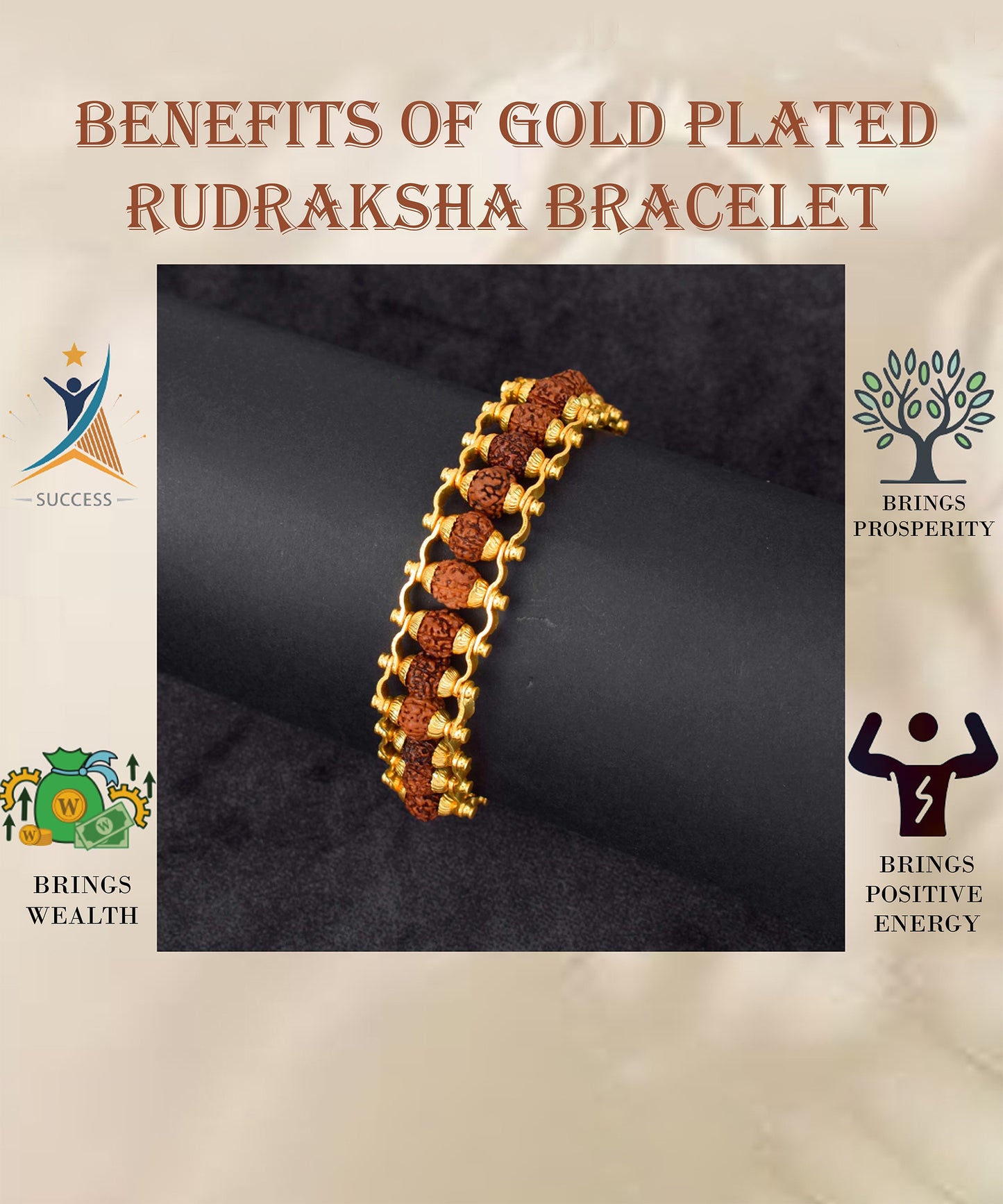 Gold Plated Rudraksh Bracelet – Divine Power & Elegance